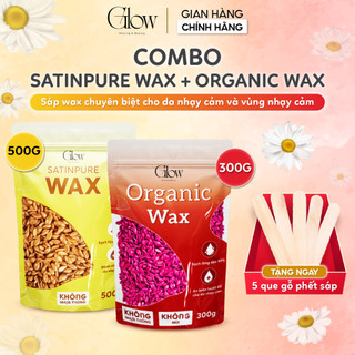 COMBO 2 TÚI Sáp Wax Lông Satinpure + Sáp Organic Cao Cấp GLOWWAXING Không Mùi, Không Nhựa Cao Cấp