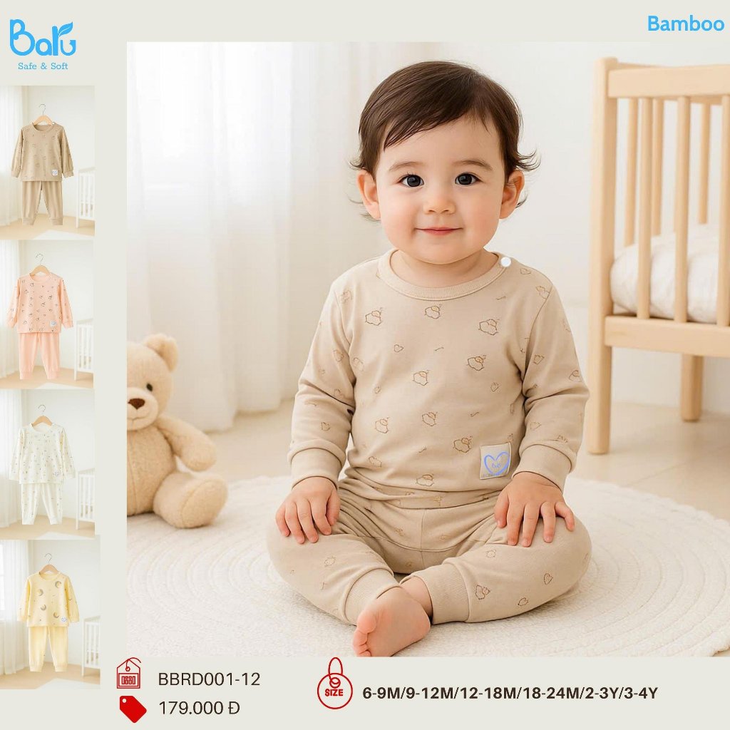 Bộ cài vai dài tay quần dài họa tiết- BRD001-12