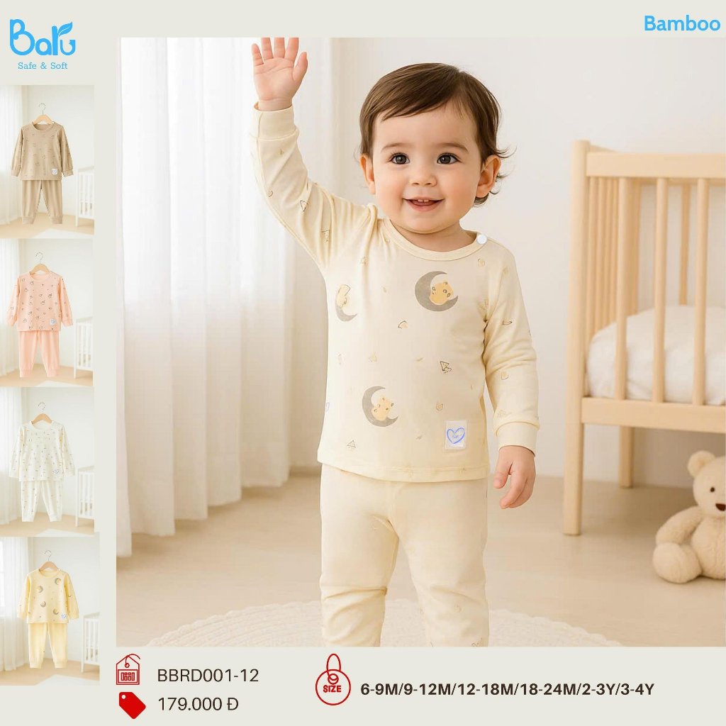 Bộ cài vai dài tay quần dài họa tiết- BRD001-12