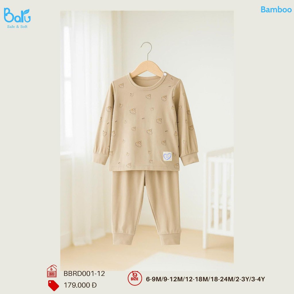 Bộ cài vai dài tay quần dài họa tiết- BRD001-12