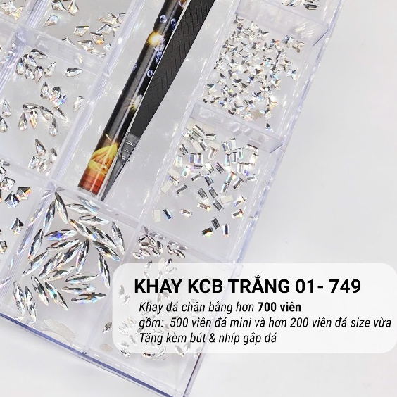 Khay Đá KCB 700 Viên Chân Bằng ANGELICA Kèm Phụ Kiện Đính Đá - Trang Trí Móng Nail KCB01-749