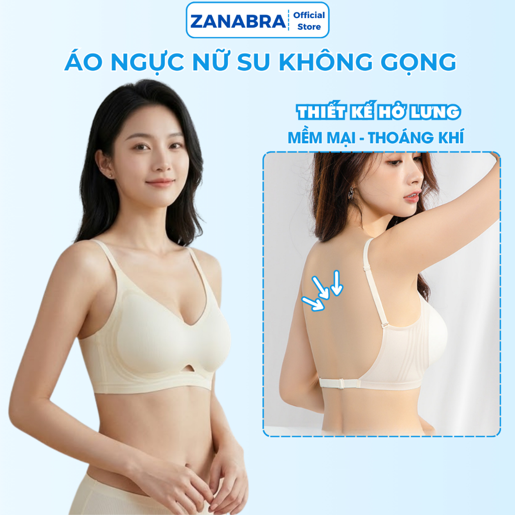 Áo Ngực Su Mút Dày 3CM Không Gọng, Áo Lót Áo Bra Nữ Có Mút Gom Quả Chống Xệ V1 ZANABRA A1107