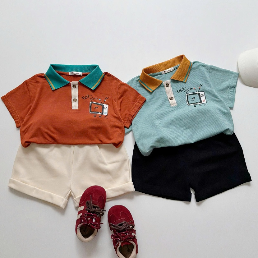 Set bộ polo cộc tay bé trai Miniumbaby in hình kiểu túi ngực dễ thương, chất cotton mềm mại SB2608