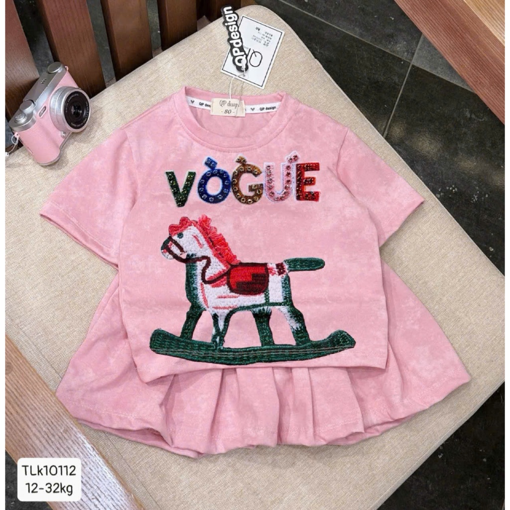 Váy Xếp Ly In Hình Ngựa (VOGUE) Dành Cho Bé Gái Từ 9-42kg