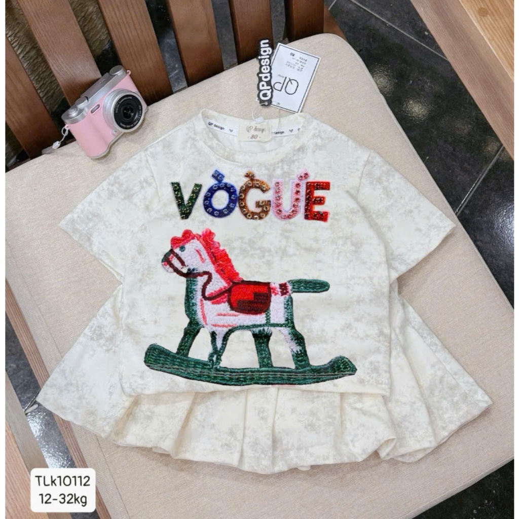 Váy Xếp Ly In Hình Ngựa (VOGUE) Dành Cho Bé Gái Từ 9-42kg