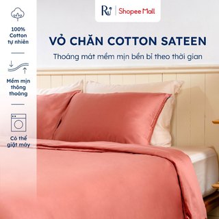 Vỏ Chăn Cotton Sateen 100% 300TC Ru9 | Thoáng Mát Mềm Mịn | Màu Trơn Bo Chun | 3 Size