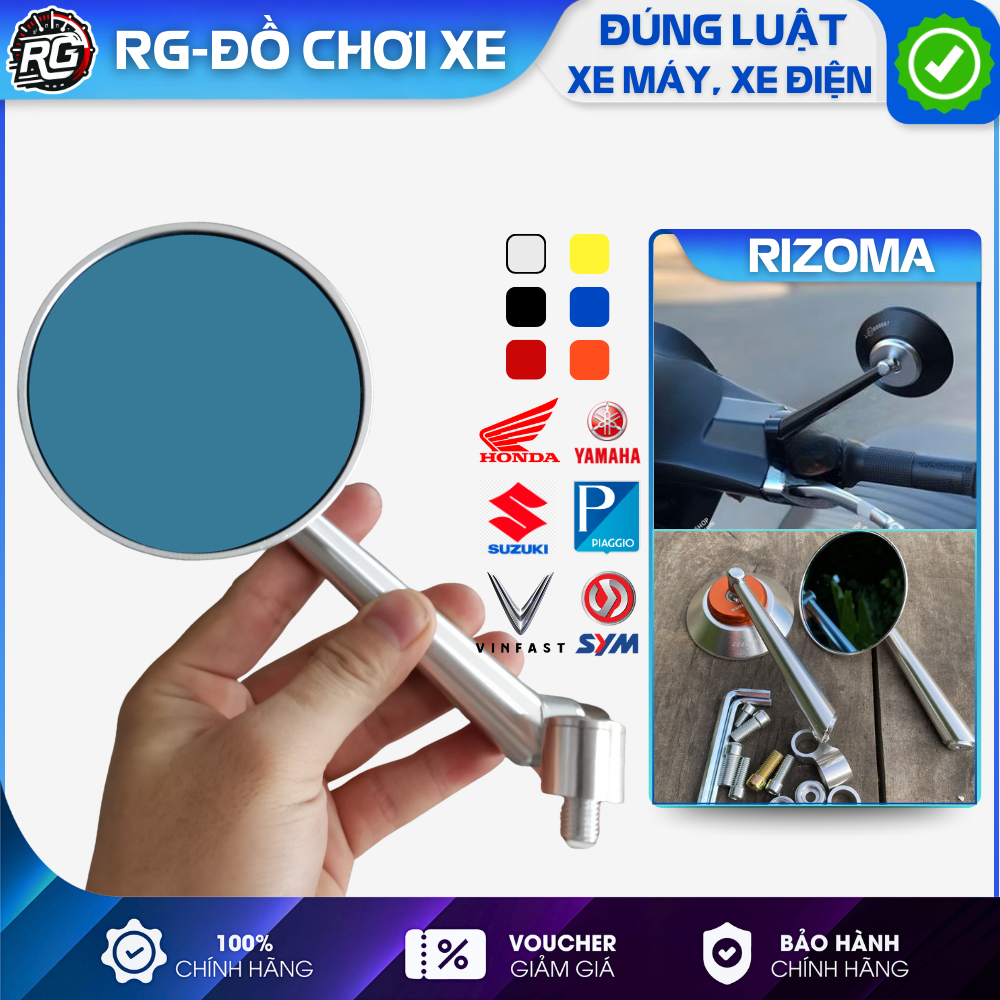 Gương Chiếu Hậu Xe Máy Tròn Rizoma, Kính Chiếu Hậu Tròn Full Nhôm Gắn ...