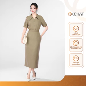 Set Đồ Nữ 𝐂𝐂𝐇𝐀𝐓 Dáng Suông Hirista Trang Trí Cúc Chất Liệu Tuytsi Cao Cấp 16BDS2001ST
