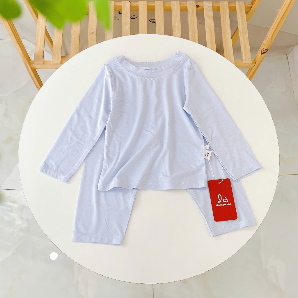 Bộ dài tay bé trai 95% sợi sồi Modal Lá Homewear A385 mềm mướt mát lạnh, đồ ngủ cho bé mặc hè