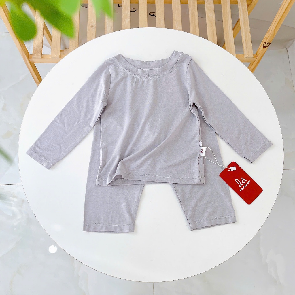 Bộ dài tay bé trai 95% sợi sồi Modal Lá Homewear A385 mềm mướt mát lạnh, đồ ngủ cho bé mặc hè