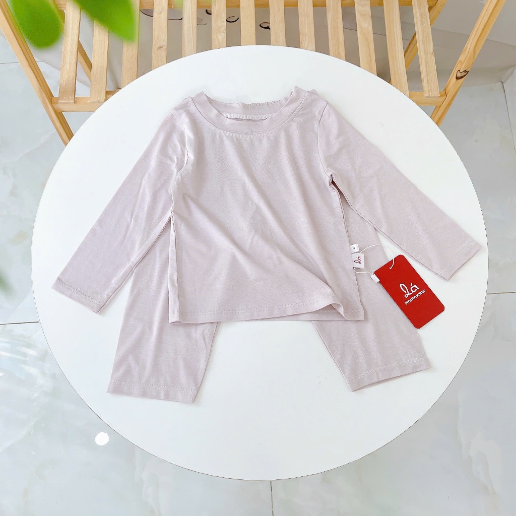 Bộ dài tay bé trai 95% sợi sồi Modal Lá Homewear A385 mềm mướt mát lạnh, đồ ngủ cho bé mặc hè