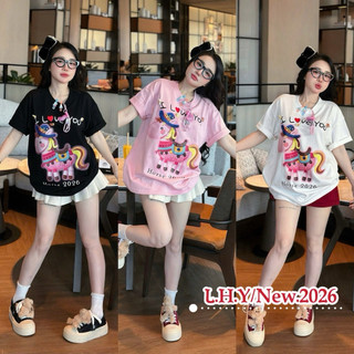 Áo thun chất cotton 4c form rộng tay lỡ - Ngựa Horse i love you