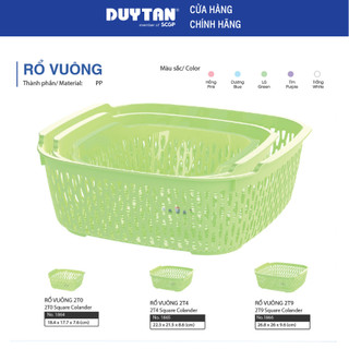 Rổ Vuông Duy Tân, 2T0 – 2T4 – 2T9, Nhựa PP, Rổ Ráo Rau Nhà Bếp, Thoát Nước Nhanh