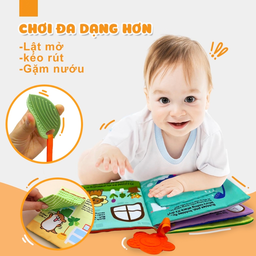 Sách vải cho bé đồ chơi cho trẻ Lalala baby sơ sinh đồ chơi vải Animals on the farm đồ chơi vải đa tương tác