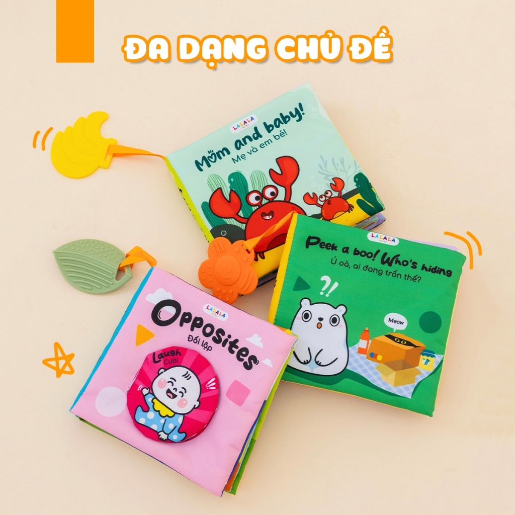 Sách vải cho bé đồ chơi cho trẻ Lalala baby sơ sinh đồ chơi vải Animals on the farm đồ chơi vải đa tương tác