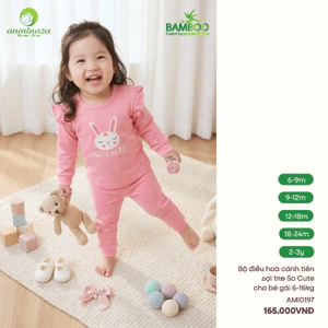 AMI0197 - Bộ Điều Hoà Bé Gái Dài Tay Anminaza Vải Sợi Tre Mềm Mịn Co Dãn Cánh Tiên