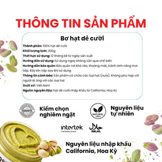 Bơ Hạt Dẻ Cười Dan D Pak I Pistachio Butter I 200g I 300g