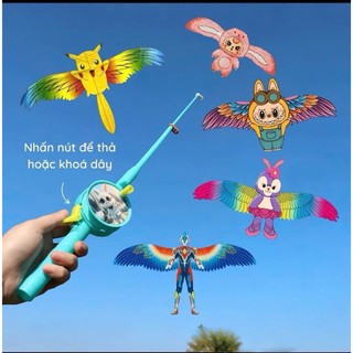 Diều Cần Câu 3D 50cm Cho Bé, Họa Tiết Hoạt Hình Dễ Thương Kèm Cần Câu, Dây Thả 50m, Giá Siêu Rẻ Sỉ