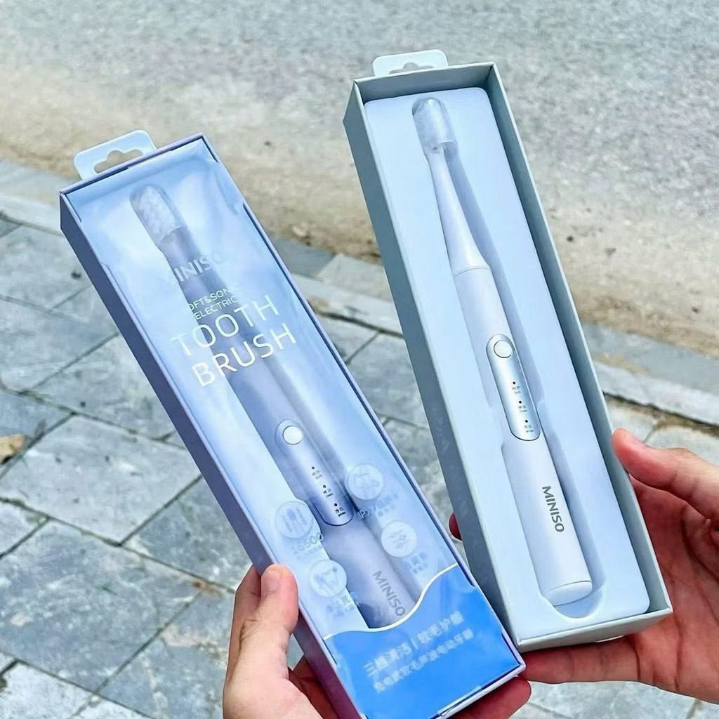Bàn chải điện MINISO, chống nước IPX7, 3 chế độ, rung sóng âm