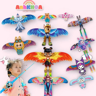 Diều Cần Câu 3D 50cm Cho Bé, Họa Tiết Hoạt Hình Dễ Thương Kèm Cần Câu, Dây Thả 50m, Giá Siêu Rẻ Sỉ