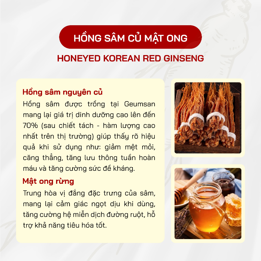 Hồng Sâm Củ Tẩm Mật Ong Honeyed Korean Red Ginseng - Quà Tặng Cao Cấp