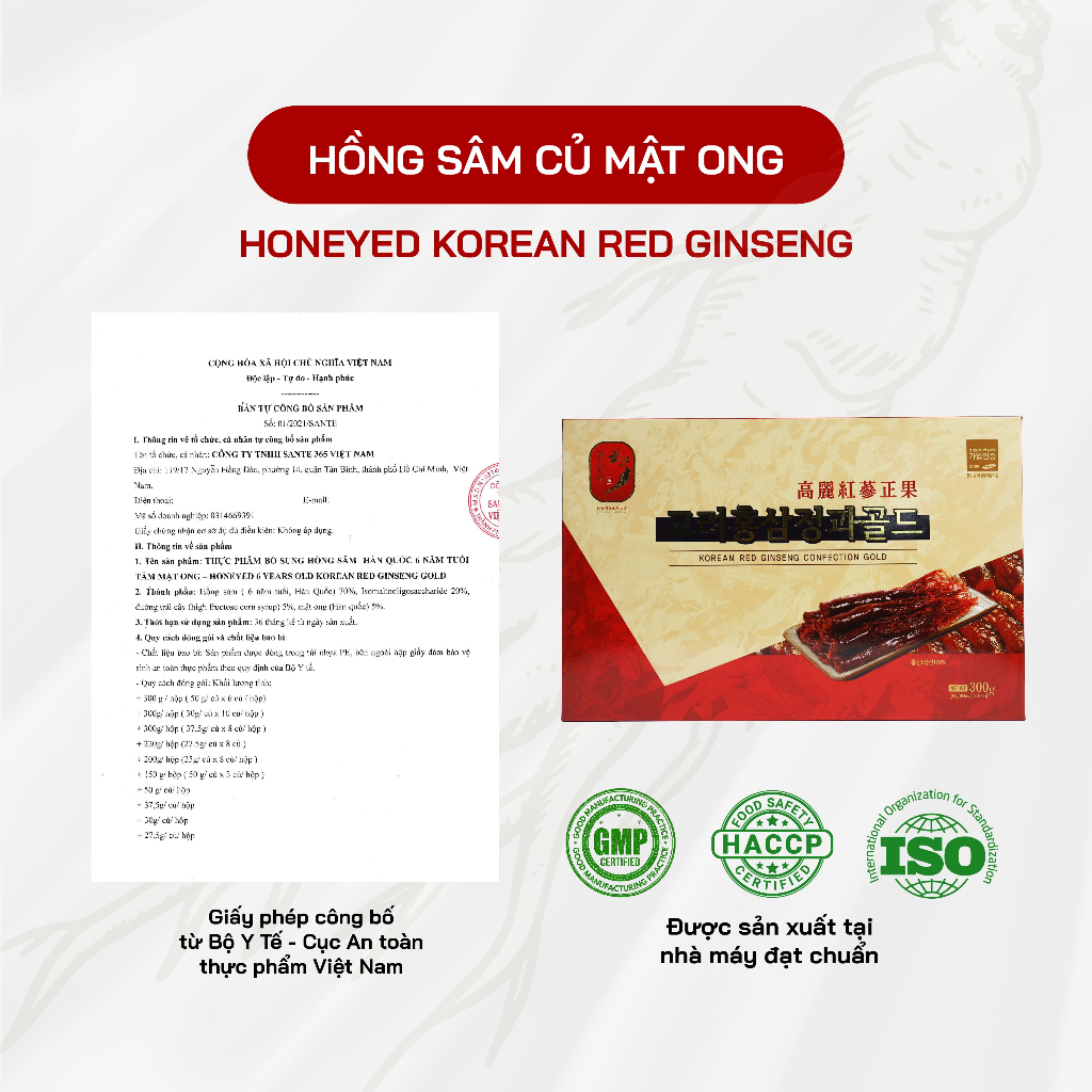 Hồng Sâm Củ Tẩm Mật Ong Honeyed Korean Red Ginseng - Quà Tặng Cao Cấp