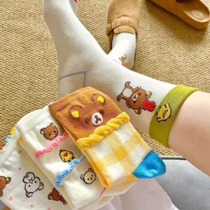 Tất Cao Cổ Cotton Họa Tiết Gấu Nâu Dễ Thương Mềm Mịn Freesize Mun Store TATBE128