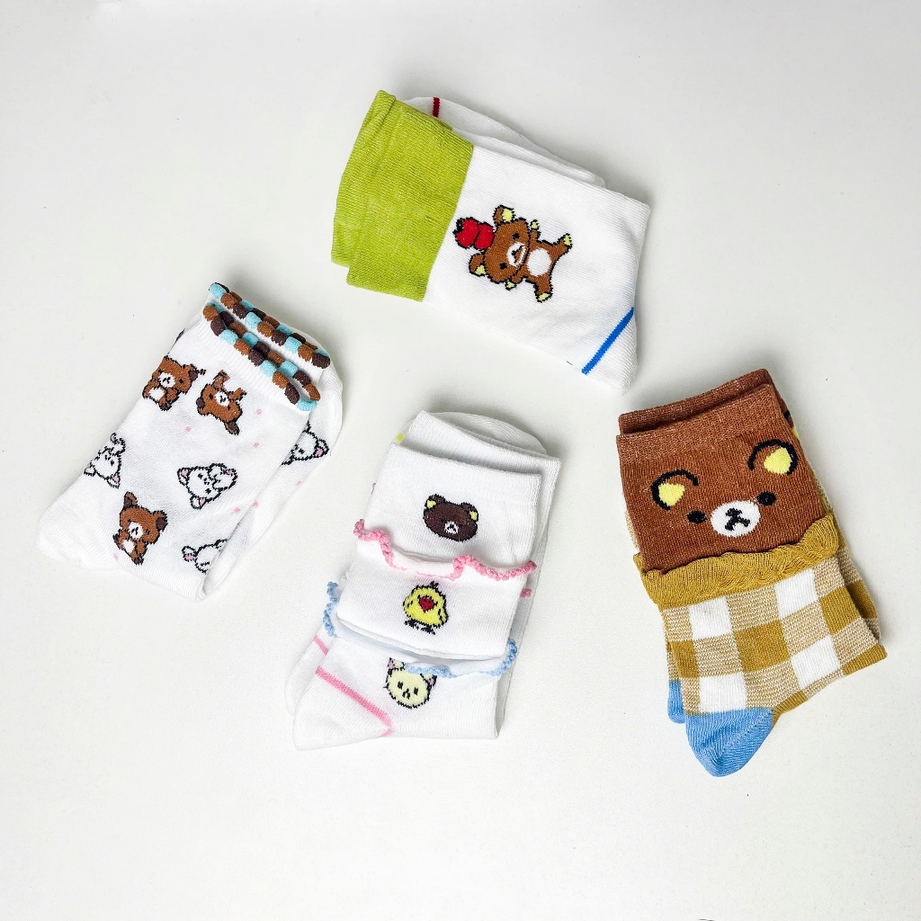 Tất Cao Cổ Cotton Họa Tiết Gấu Nâu Dễ Thương Mềm Mịn Freesize Mun Store TATBE128