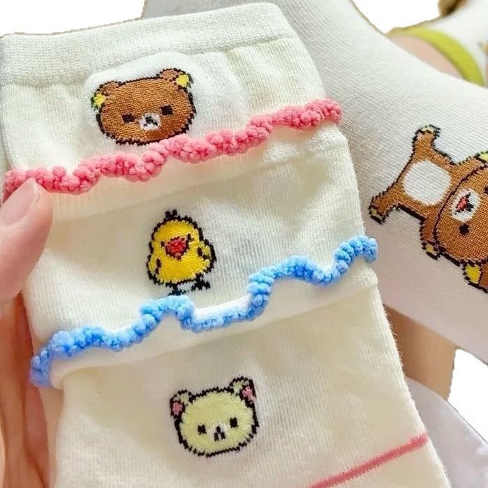 Tất Cao Cổ Cotton Họa Tiết Gấu Nâu Dễ Thương Mềm Mịn Freesize Mun Store TATBE128
