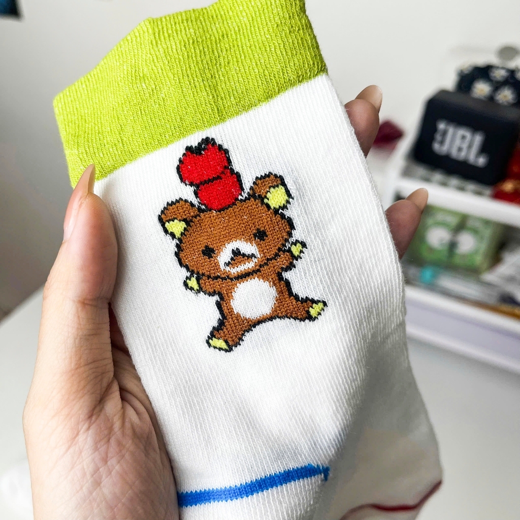 Tất Cao Cổ Cotton Họa Tiết Gấu Nâu Dễ Thương Mềm Mịn Freesize Mun Store TATBE128
