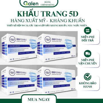 Combo 4 Hộp Khẩu Trang Y Tế 4 Lớp Kháng Khuẩn Than Hoạt Tính, Khẩu Trang 5D Chống Virus, Bụi Bẩn (MÀU NGẪU NHIÊN)