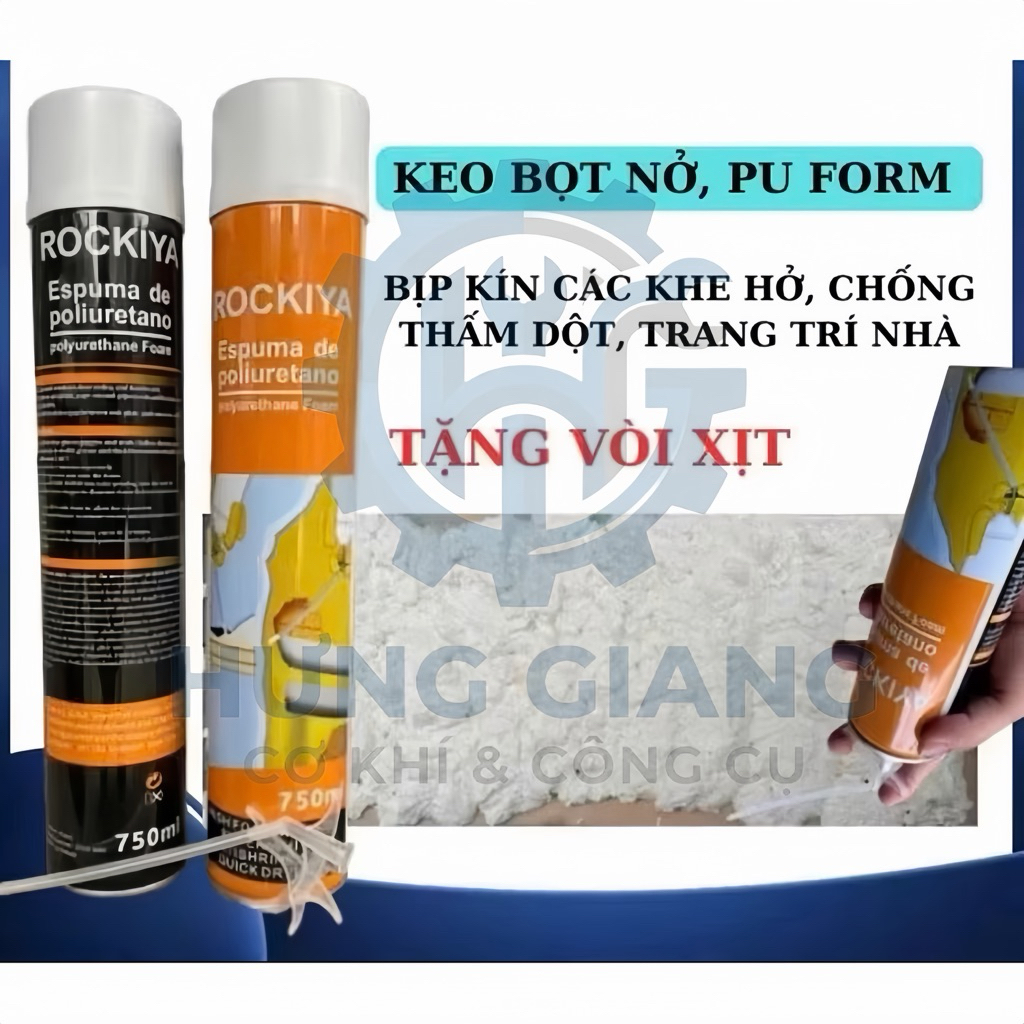 KEO BỌT NỞ Rockiya chai 750ml tỷ lệ tạo bọt cao, siêu trắng, nhanh khô