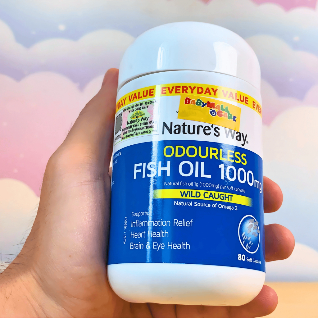 Viên Uống Odourless Fish Oil 1000mg Nature's Way Bổ Sung Omega 3  80 Viên/ Hộp |  Babymall & Care