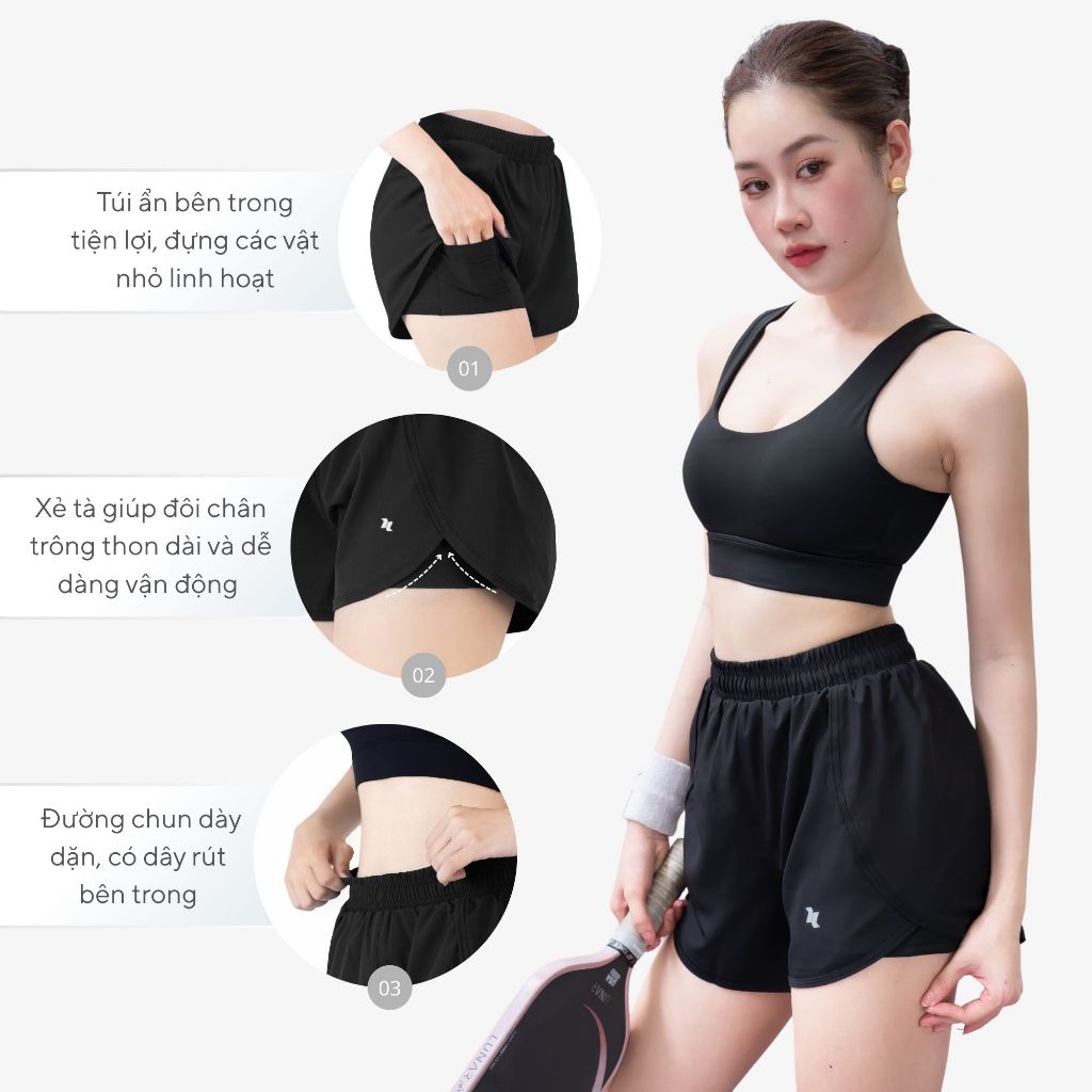 Quần Short Đùi Thể Thao 2 Lớp Nữ Reeta Co Giãn 4 Chiều Tập Gym - Yoga - Chạy bộ - Aerobic Nhiều Màu Có BigSize - A004