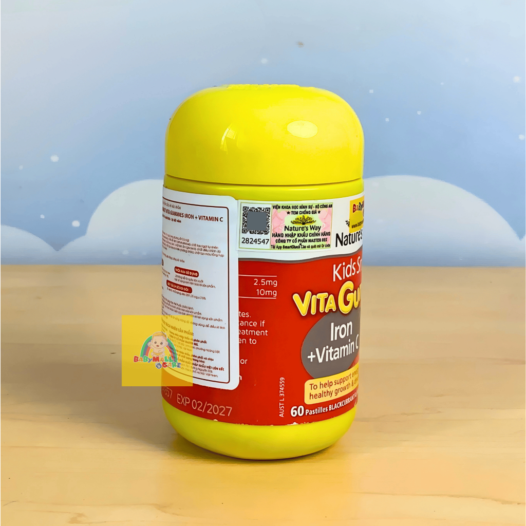 Kẹo Dẻo Kids Smart Vita Gummies Iron + Vitamin C 60 Viên Hỗ Trợ Bổ Sung Sắt Cho Trẻ| Babymall & Care