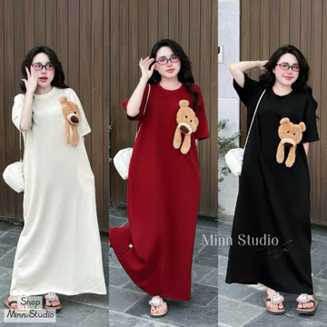M311-Váy Suông Trơn Umi Hàn Kèm Gấu Rời .Váy Suông Phom Rộng Freesize,Bầu Bí Bon Chen Thoải Mái