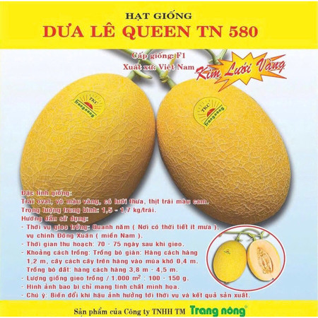 Hạt giống dưa lưới vỏ vàng ruột cam (dưa lưới Huỳnh Long) F1 gói 20 hạt, ăn rất ngon