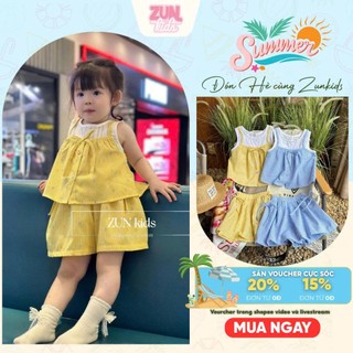Bộ Đồ Bé Gái Cotton Thô Cao Cấp Juhi AZB536 – Áo Liền Dáng Xinh & Quần Ống Rộng Giả Váy, Hạt Thêu Ngũ Sắc