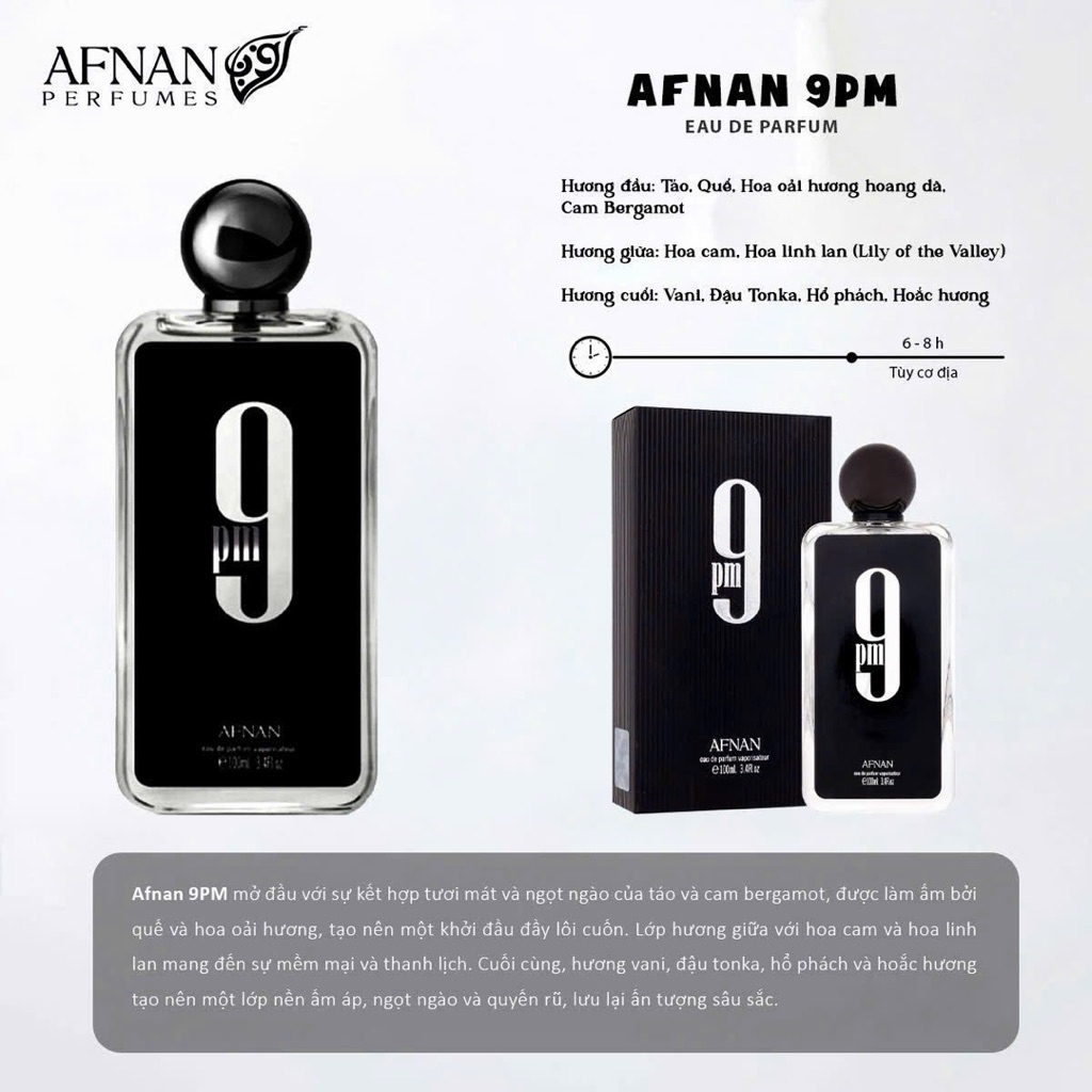 Nước Hoa AFNAN 9AM - 9PM fullsize các dòng