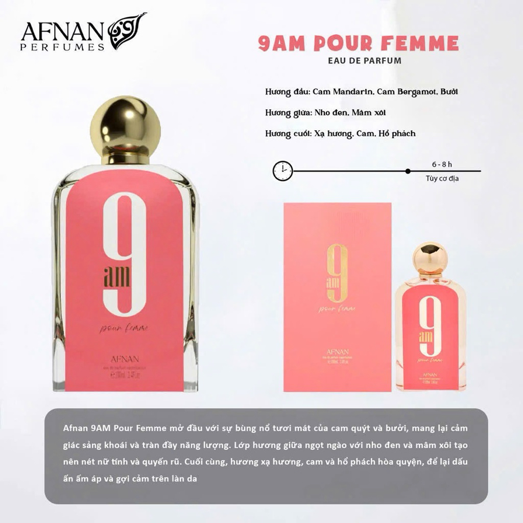 Nước Hoa AFNAN 9AM - 9PM fullsize các dòng