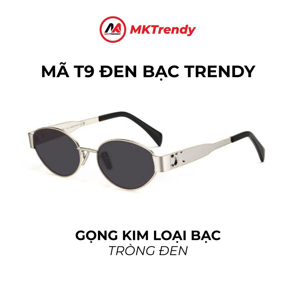[Live x MKTRENDY] Kính râm oval gọng kim loại chống tia UV chống nắng thời trang nam nữ T9