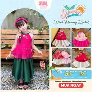 (ko kèm cài) Set Yếm Đào Cách Tân Bé Gái A427 – Set Áo Tơ Thêu Hoa, Chân Váy Lụa Satin Dự Lễ Tết, Tiệc,..
