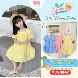 Váy Bé Gái Xô Thêu Lavie AZD545 – Chất Xô Cotton Mềm, Form Rộng Thoải Mái