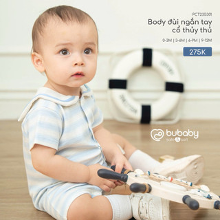 0-9m | Bubaby Body đùi ngắn tay cổ thuỷ thủ PCT235301 cao cấp cho bé trai và bé gái mềm mịn mỏng nhẹ thoáng mát an toàn