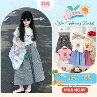 Set bộ đồ bé gái phong cách tiểu thư M5282 – Áo thun cotton in hình họa tiết phối nơ ren + quần kẻ ống suông cotton mềm