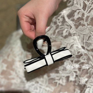 kẹp tóc nơ da chỉ viền size 8cm phồng tóc nhẹ nhàng