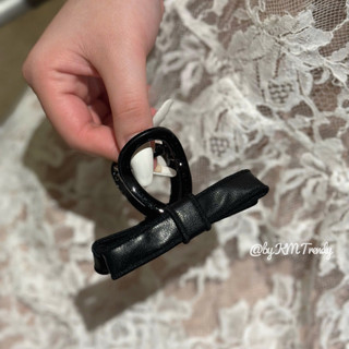 kẹp tóc nơ da chỉ viền size 8cm phồng tóc nhẹ nhàng