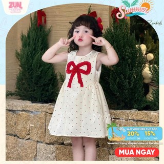 Đầm Bé Gái Chấm Bi Có Nơ C6097 | Váy Công Chúa Dễ Thương Mặc Noel – Tết – Dự Tiệc