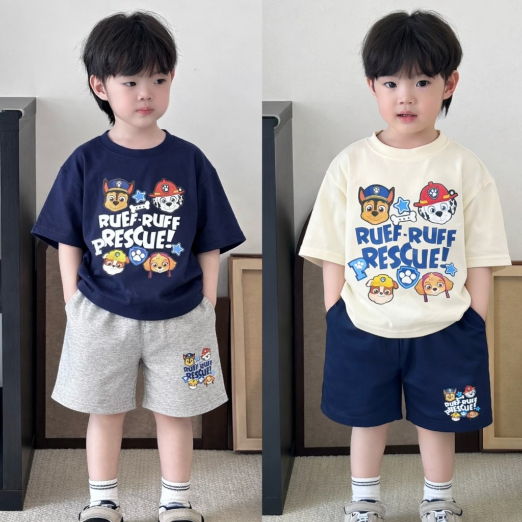 |Tiến Yến Kids|Set đồ bé trai hoạt hình dễ thương 2–10 tuổi – áo thun cotton in hình + quần short mềm mát- Size 8-30kg