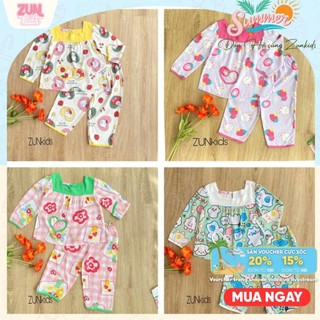 Đồ Bộ Bé Gái Cổ Vuông Chất Tole Mềm Mát – Đồ Ngủ/Đồ Mặc Nhà Họa Tiết Dễ Thương Cho Bé